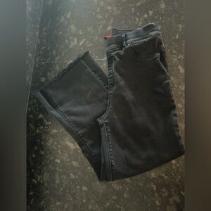 SPANX Black Flare Raw Hem Cropped Jeans